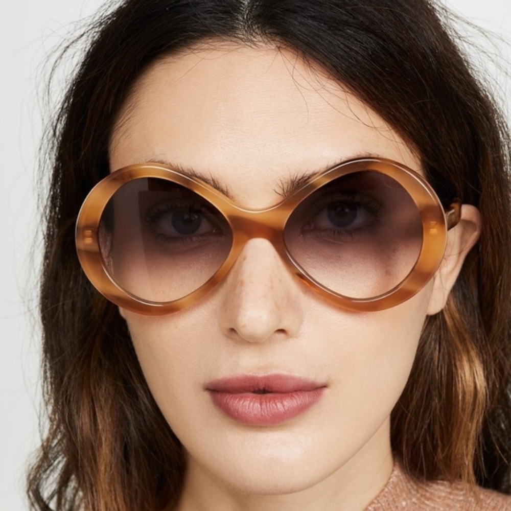 Chloé Women's Oversized Bonnie Infinity Sunglasses Lt Havana Gradient Purple - Picture 2 of 10